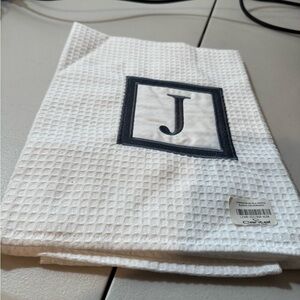 White Monogrammed Kitchen Towel